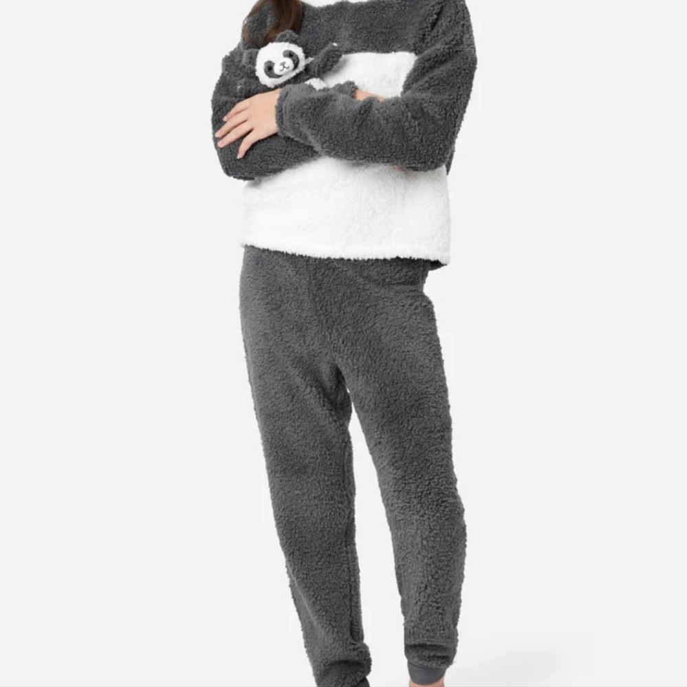 Faux sherpa color block pajama set
